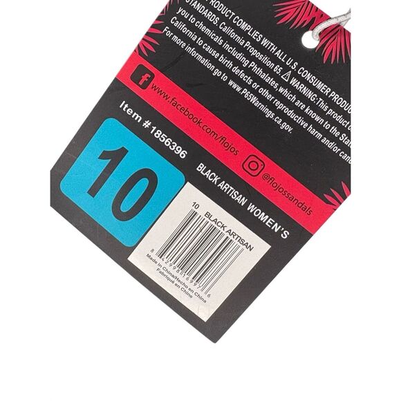 NWT Flojos Black Artisan flip flops - 10 - Picture 4 of 6